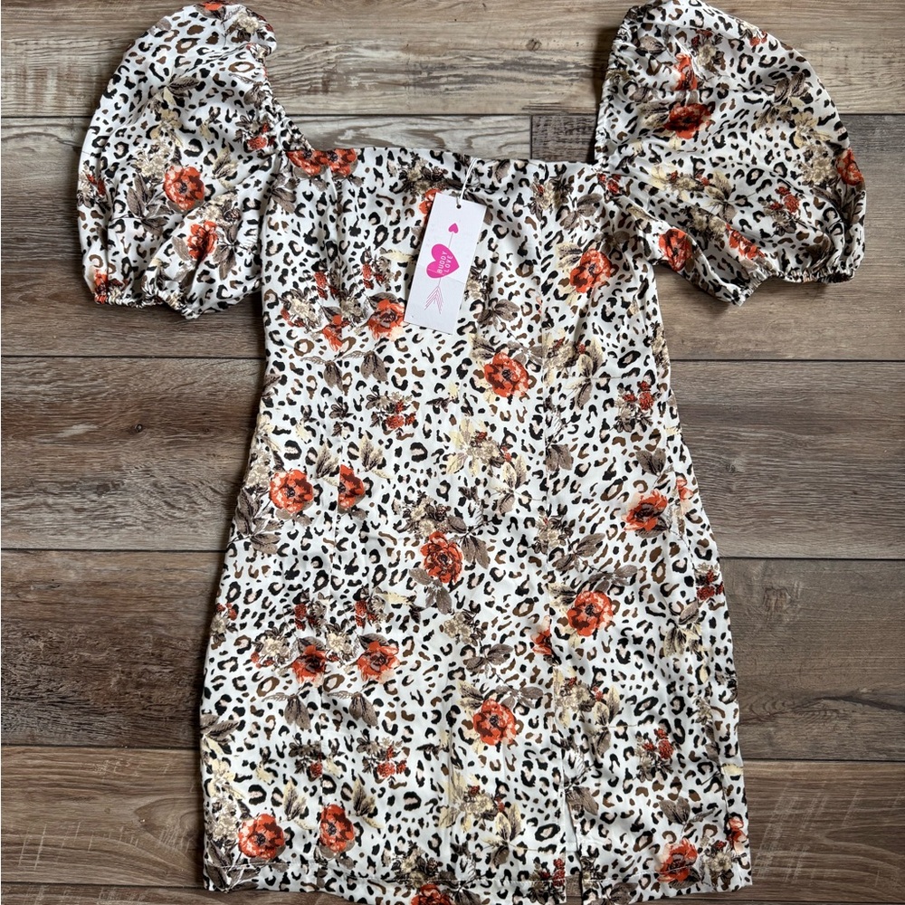 Buddy Love Leopard Print Dress with Orange Accents